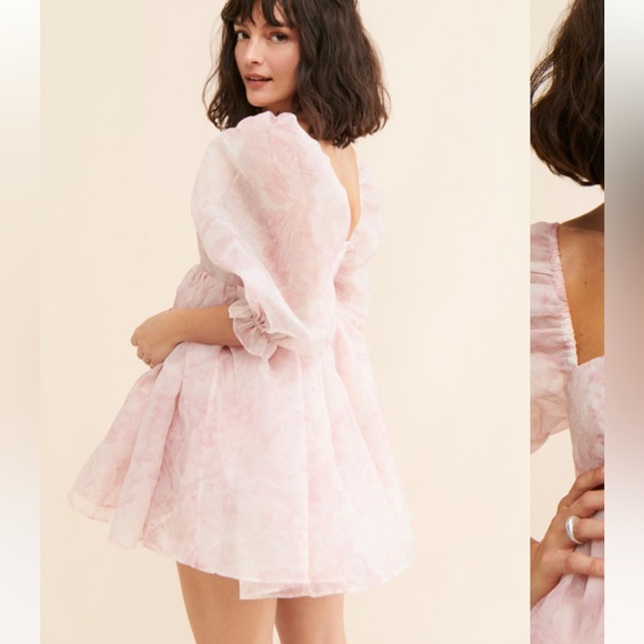 Selkie puff organza dress pink white mini XXL - Picture 7 of 9